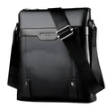 Men's black PU leather shoulder bag with square vertical shape and single strap