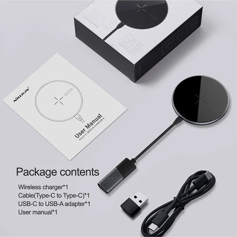 Black MagSlim NKT06 magnetic wireless phone charger on a surface