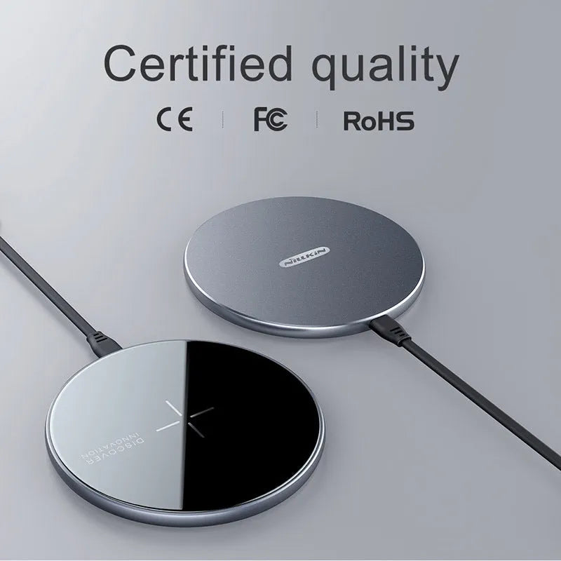 Black MagSlim NKT06 magnetic wireless phone charger on a surface