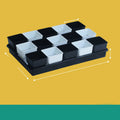 Meishi controlled root flower pot set with black and white resin pots arranged on matching tray