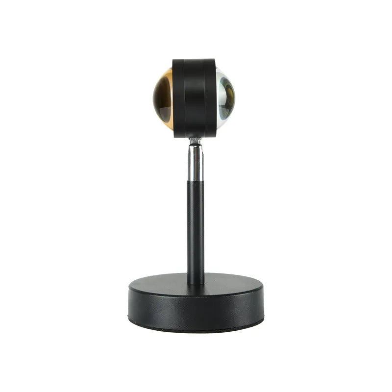 Black USB dual-head sunset rainbow projection lamp with touch control