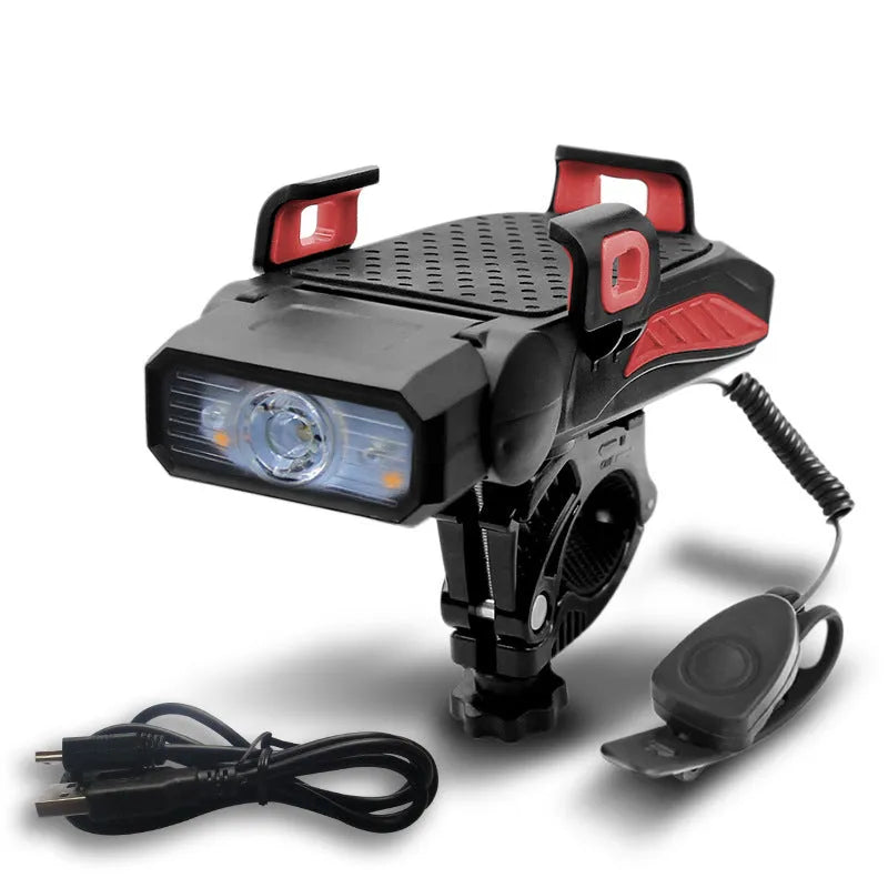 Rechargeable bicycle light mounted on handlebars in available colours with single or double lamp options