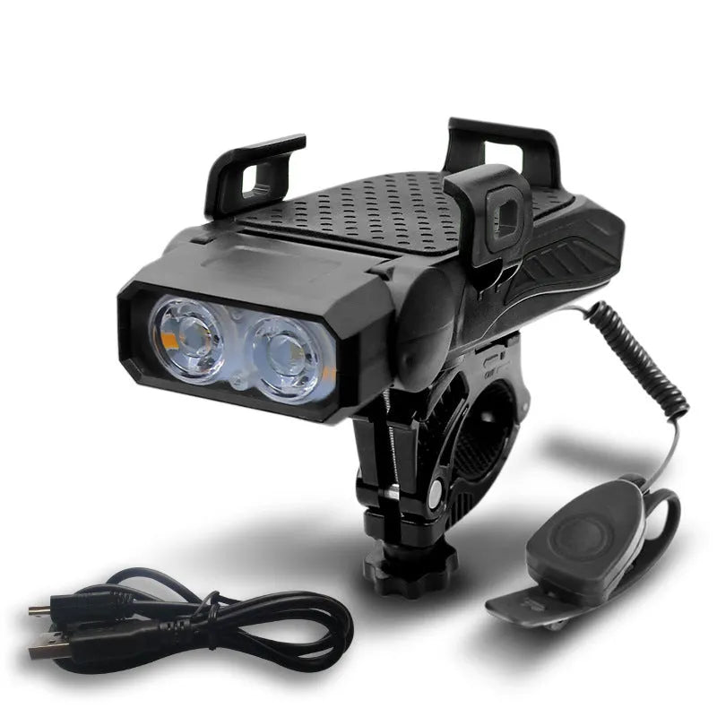 Rechargeable bicycle light mounted on handlebars in available colours with single or double lamp options