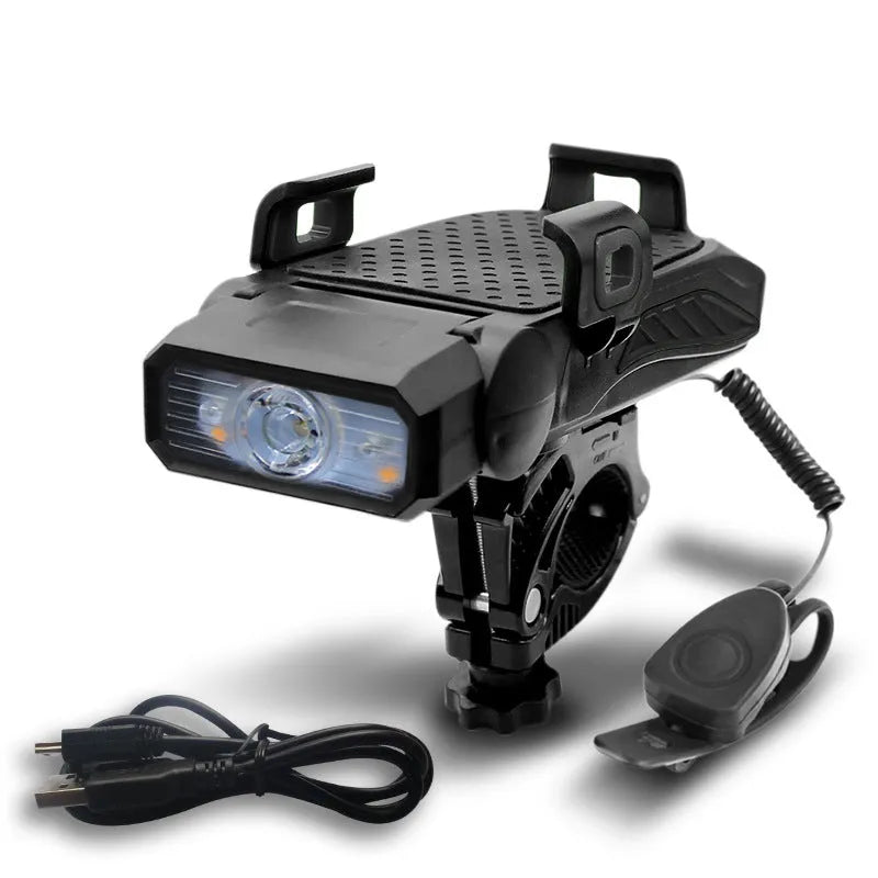 Rechargeable bicycle light mounted on handlebars in available colours with single or double lamp options