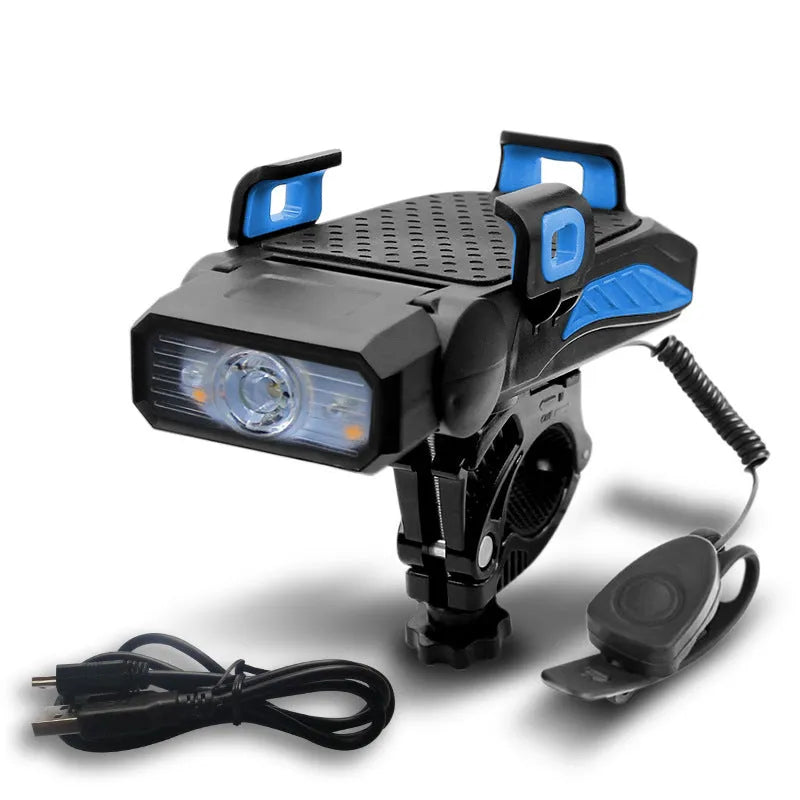 Rechargeable bicycle light mounted on handlebars in available colours with single or double lamp options