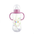Children's baby standard mouth PP feeding bottle 280mL arc shape in pink, green, and blue colours