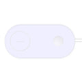 White dual-charge wireless charger for two mobile phones with fast charging capability