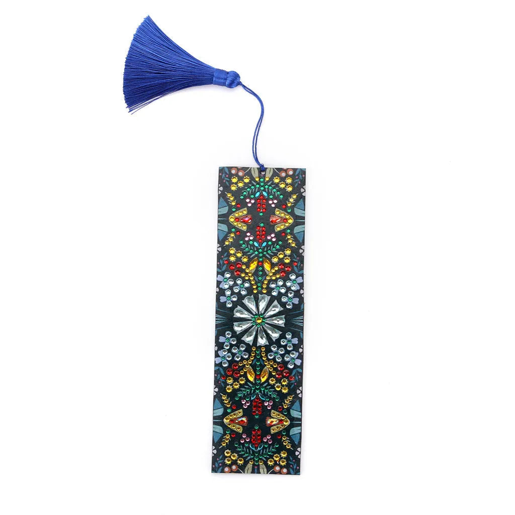 Leather diamond painting bookmark with mandala flower embroidery design