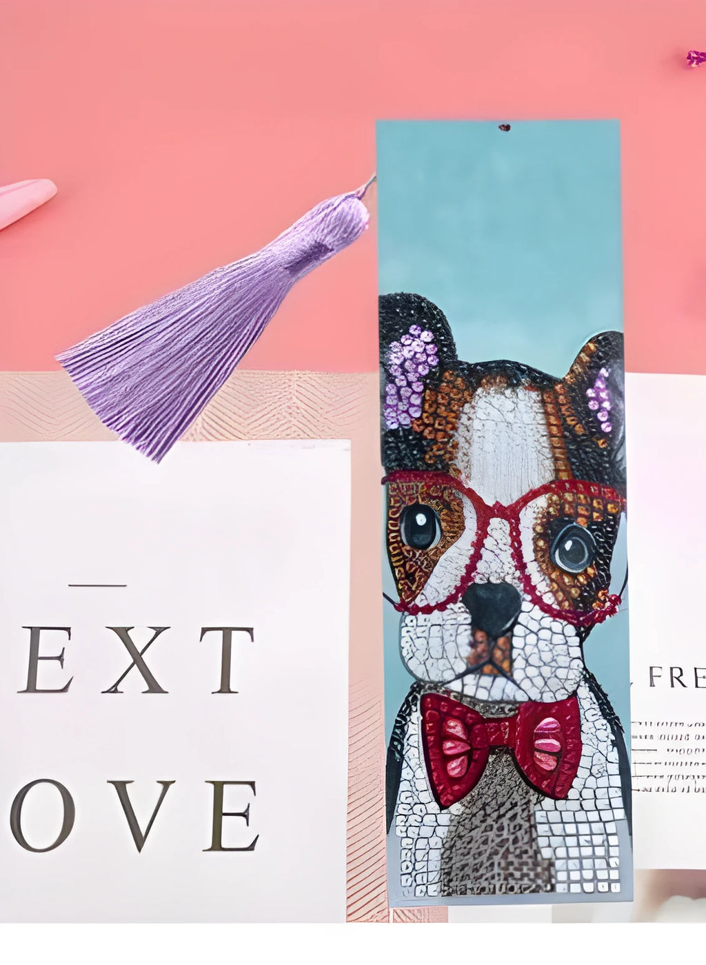 Leather diamond painting bookmark with mandala flower embroidery design