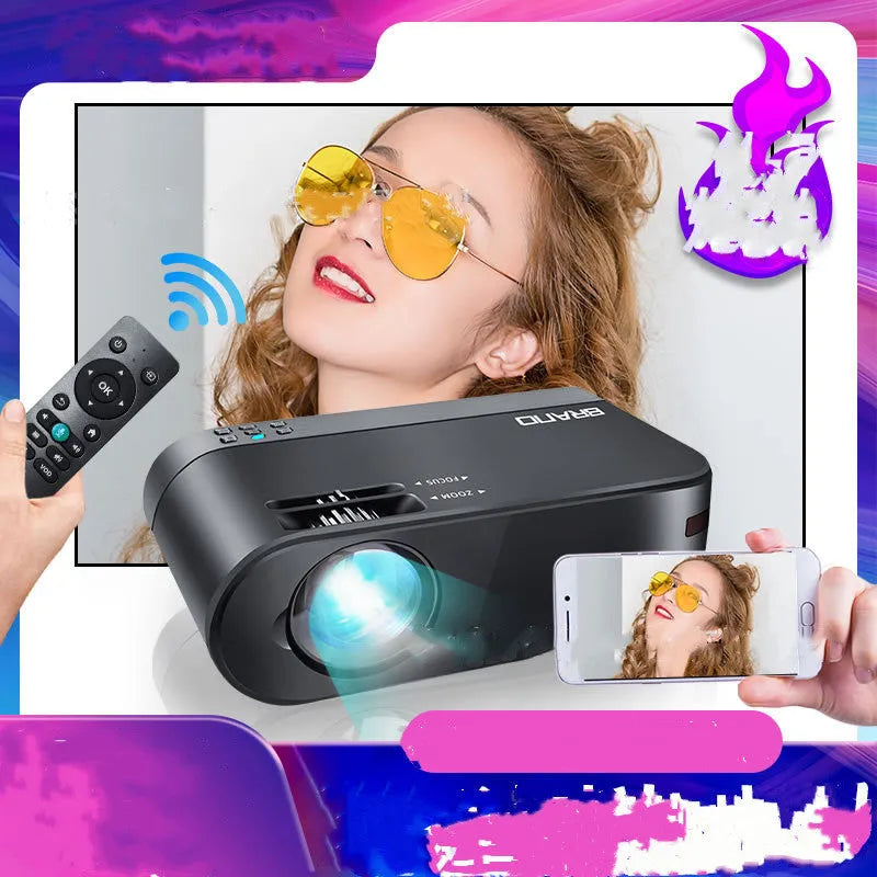 Portable Android WiFi projector with 8K Blu-ray lens for mobile phone screen mirroring