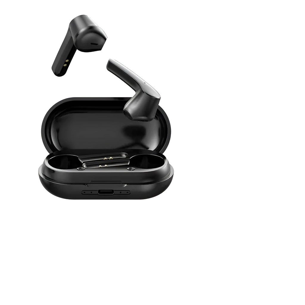 Black and white Bluetooth 5.0 in-ear sports headset with noise cancelling and 10m range