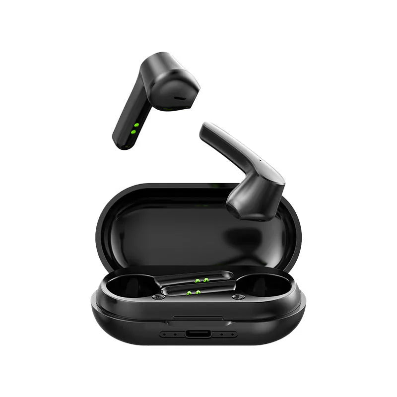 Black and white Bluetooth 5.0 in-ear sports headset with noise cancelling and 10m range