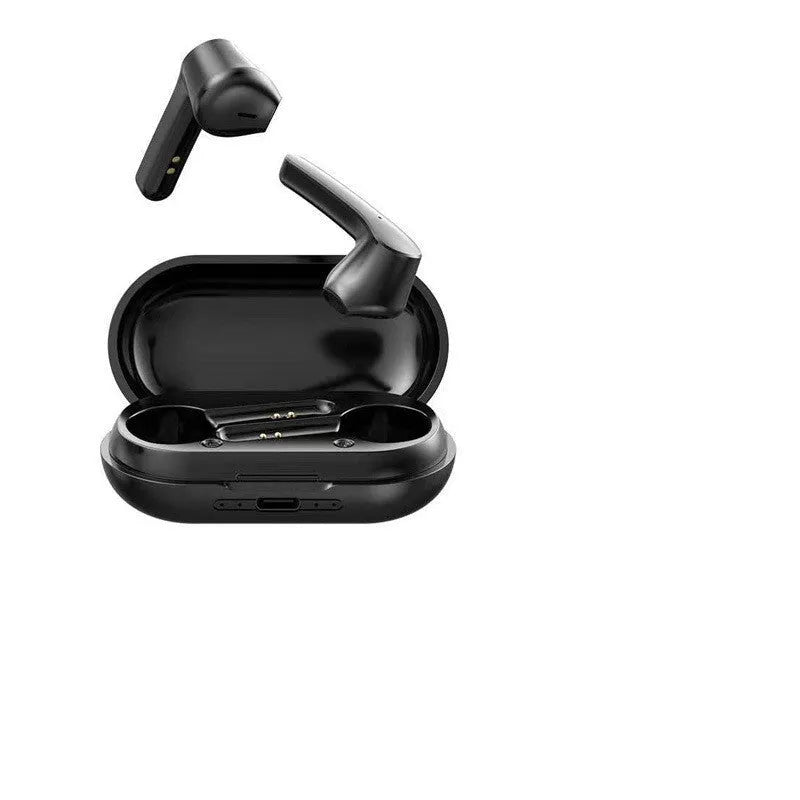 Black and white Bluetooth 5.0 in-ear sports headset with noise cancelling and 10m range