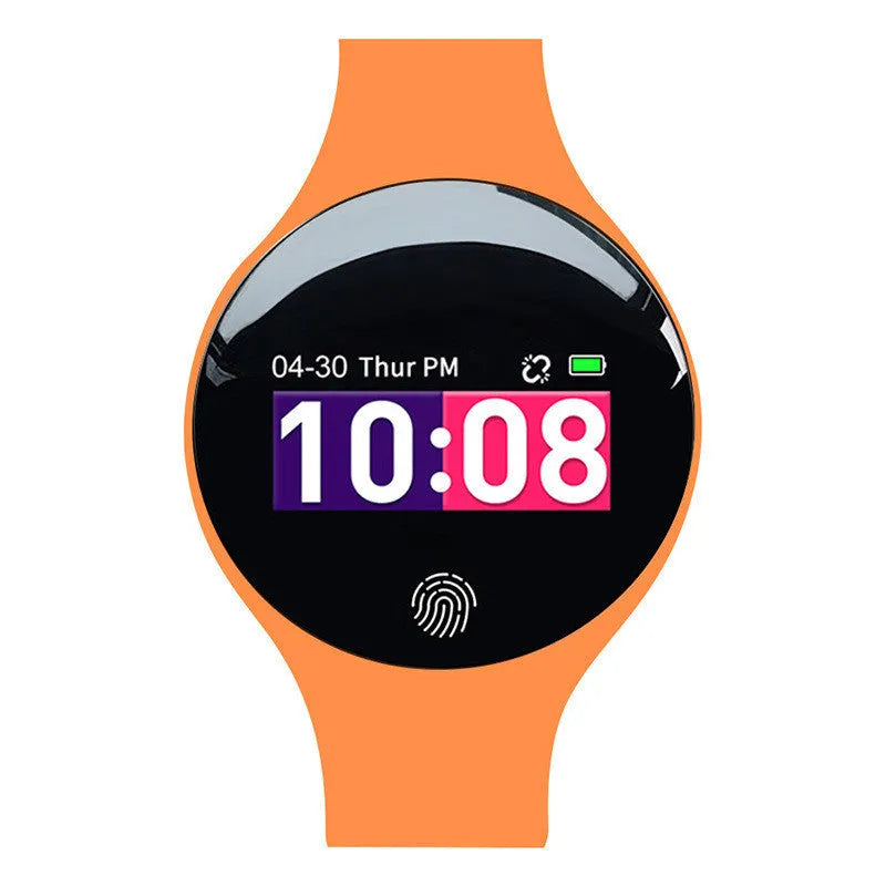 Smart watch with 0.66-inch screen showing time display on wrist with Bluetooth pedometer and vibrating alarm functions