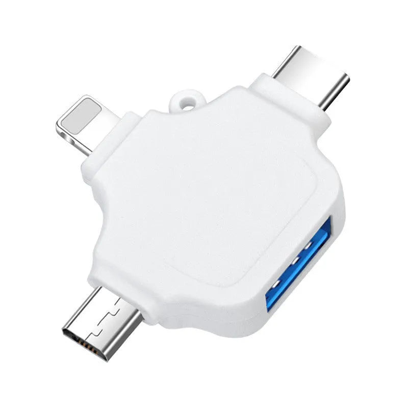 Three-in-one OTG adapter for Apple Type-C Android with metal shell in black colour