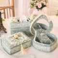 Ceramic jewellery and tissue storage box in apricot, green, or pink colour