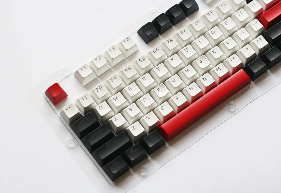 104-key SA height ABS keycap set in white and red, 1.5mm thick, for mechanical keyboards