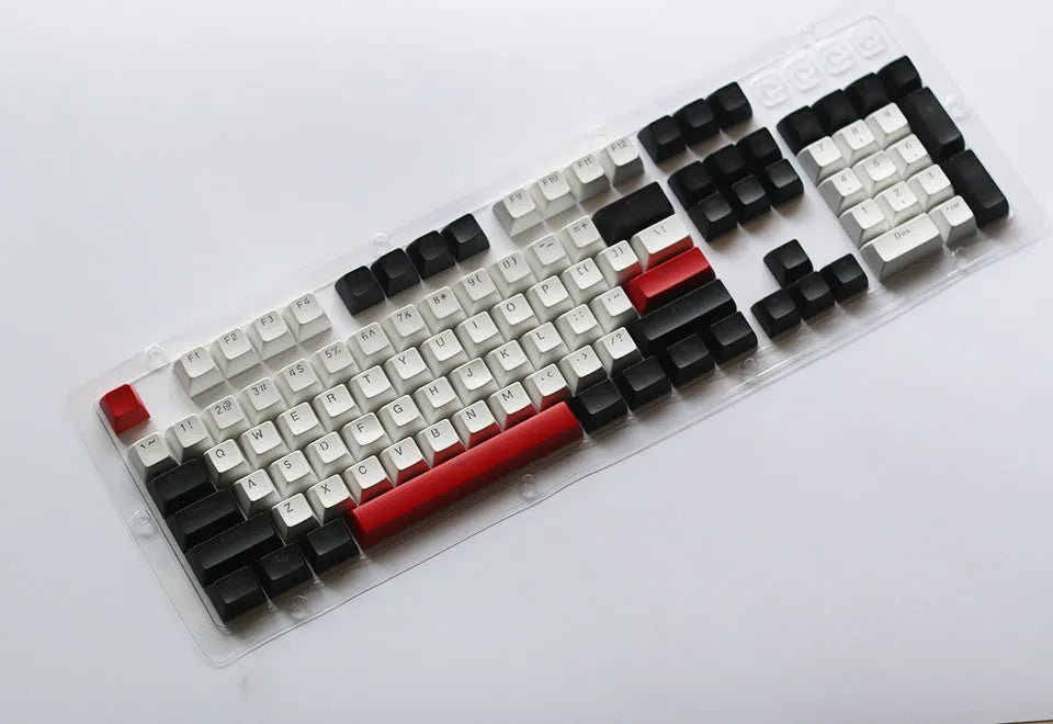104-key SA height ABS keycap set in white and red, 1.5mm thick, for mechanical keyboards