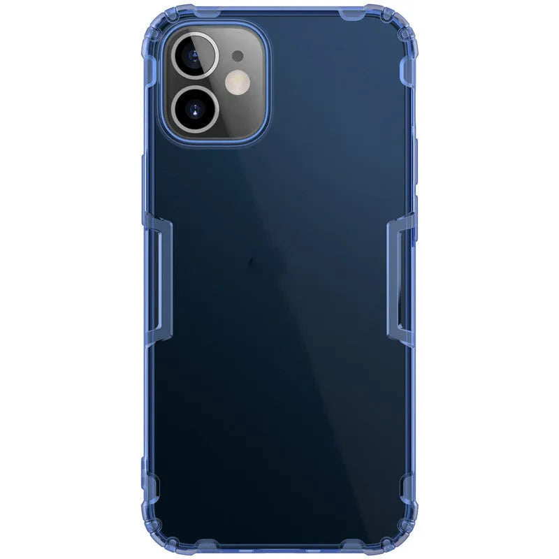 Nelkin TPU phone case for iPhone 12 Mini in black, blue, green, or white, transparent soft back cover