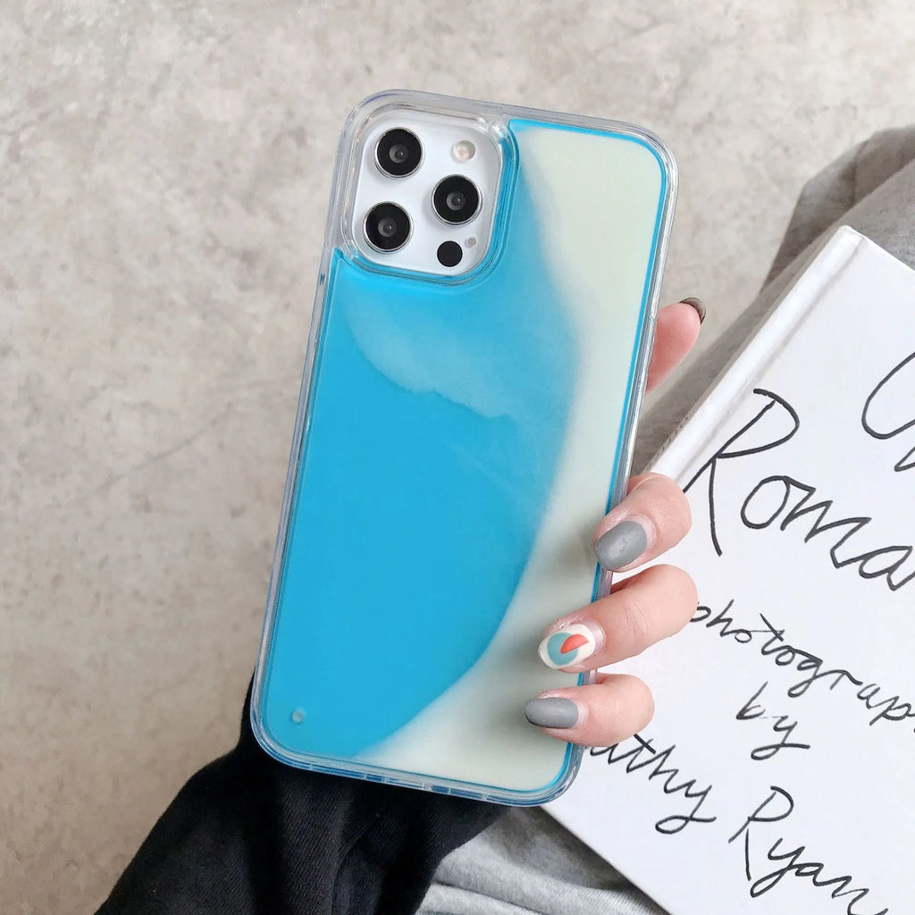 Candy Luminous Quicksand TPU+PC mobile phone case back cover in solid colour