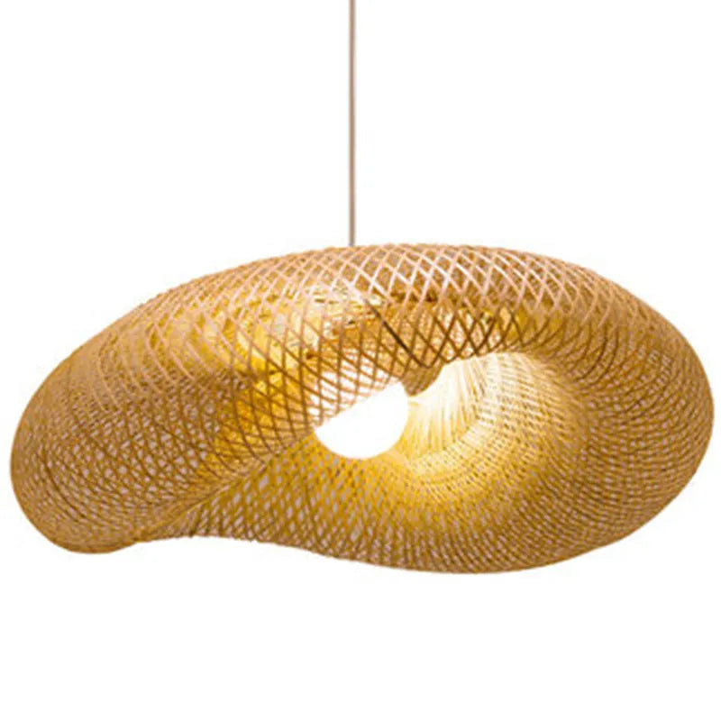 Bamboo Chinese-style ceiling chandelier with a 40cm diameter shell.