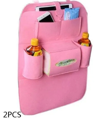 Wool felt car seat organizer bag in black, 33 x 14 x 5.5cm multi-purpose auto storage pouch