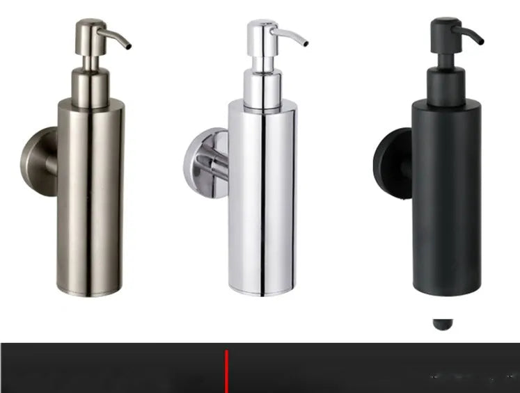 304 stainless steel wall-mounted manual soap dispenser in brushed, mirror, or black finish