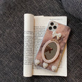 Brown marble bowknot rhinestone mirror silicone case for Apple iPhone