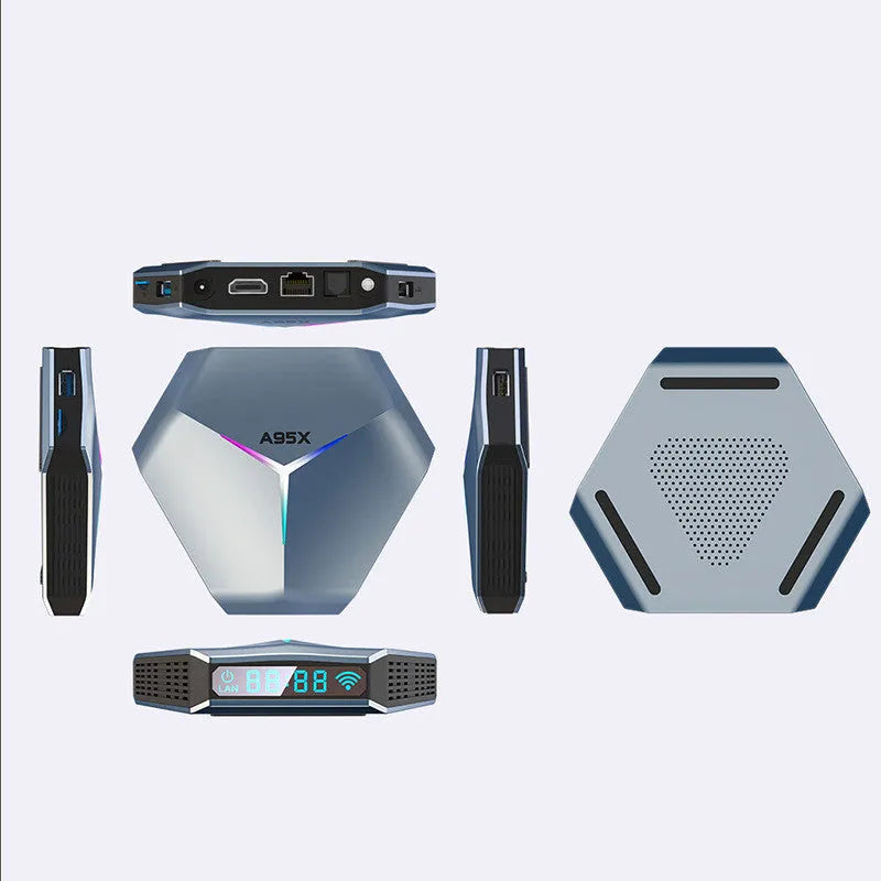 Android 8K TV set-top box with Amlogic S905X4 processor and dual-band WiFi connectivity