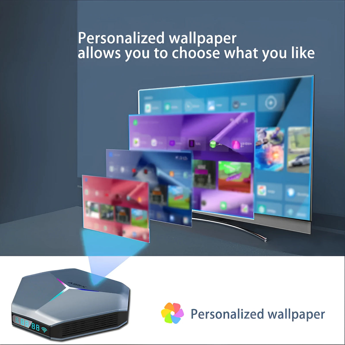 Android 8K TV set-top box with Amlogic S905X4 processor and dual-band WiFi connectivity