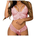 Black plus size lace floral bralette and underwear two piece set with acrylic blend fabric