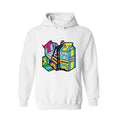 Lyrical Lemonade lemon print hoodie with plus velvet, loose fit, patch pocket, in black.