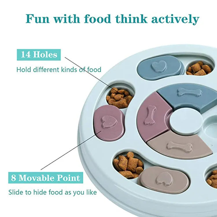 PP dog puzzle feeding bowl for household pets, 330g, 25 x 24.5 x 3.5cm food bowl