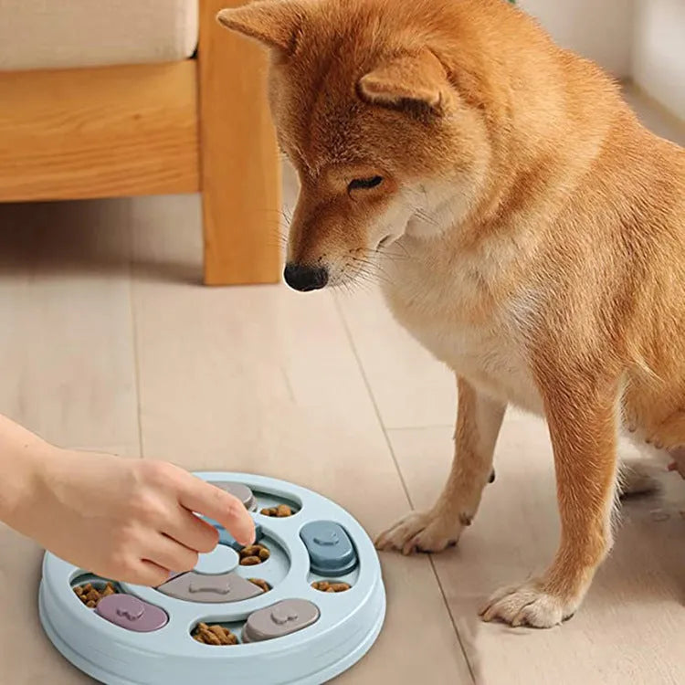 PP dog puzzle feeding bowl for household pets, 330g, 25 x 24.5 x 3.5cm food bowl