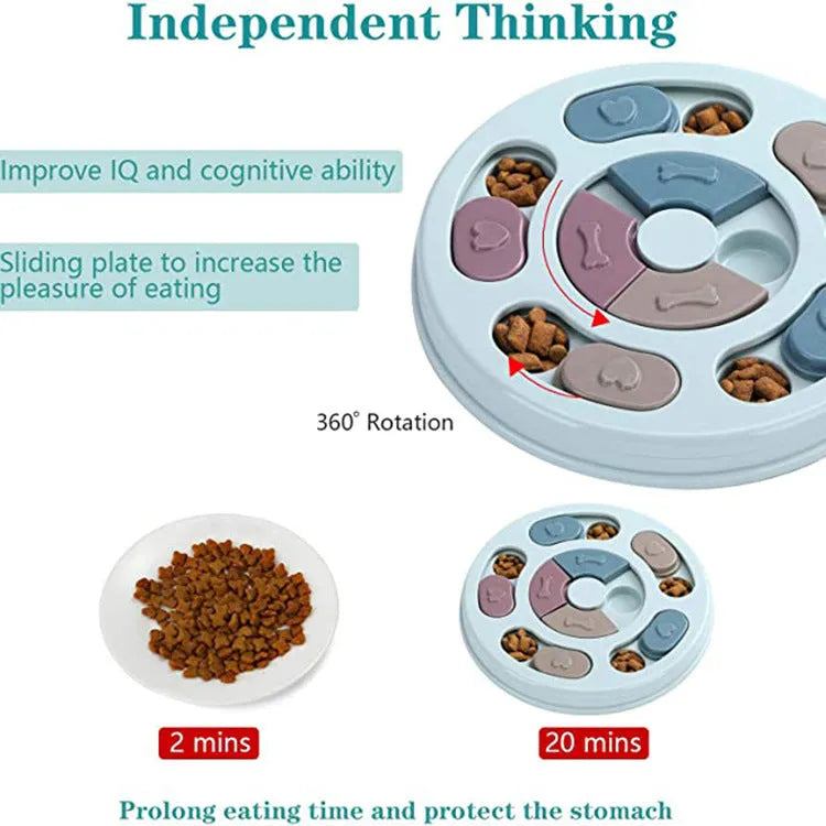 PP dog puzzle feeding bowl for household pets, 330g, 25 x 24.5 x 3.5cm food bowl
