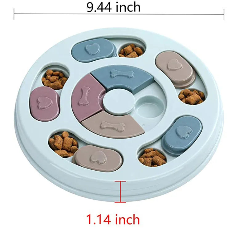 PP dog puzzle feeding bowl for household pets, 330g, 25 x 24.5 x 3.5cm food bowl