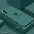 Liquid TPU phone case with maple leaf hand strap for iPhone in black