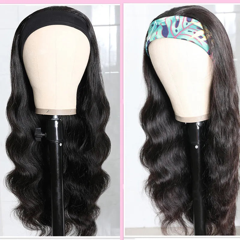 Long curly black synthetic wig with centred bangs and big wave pattern, high temperature wire, for ladies