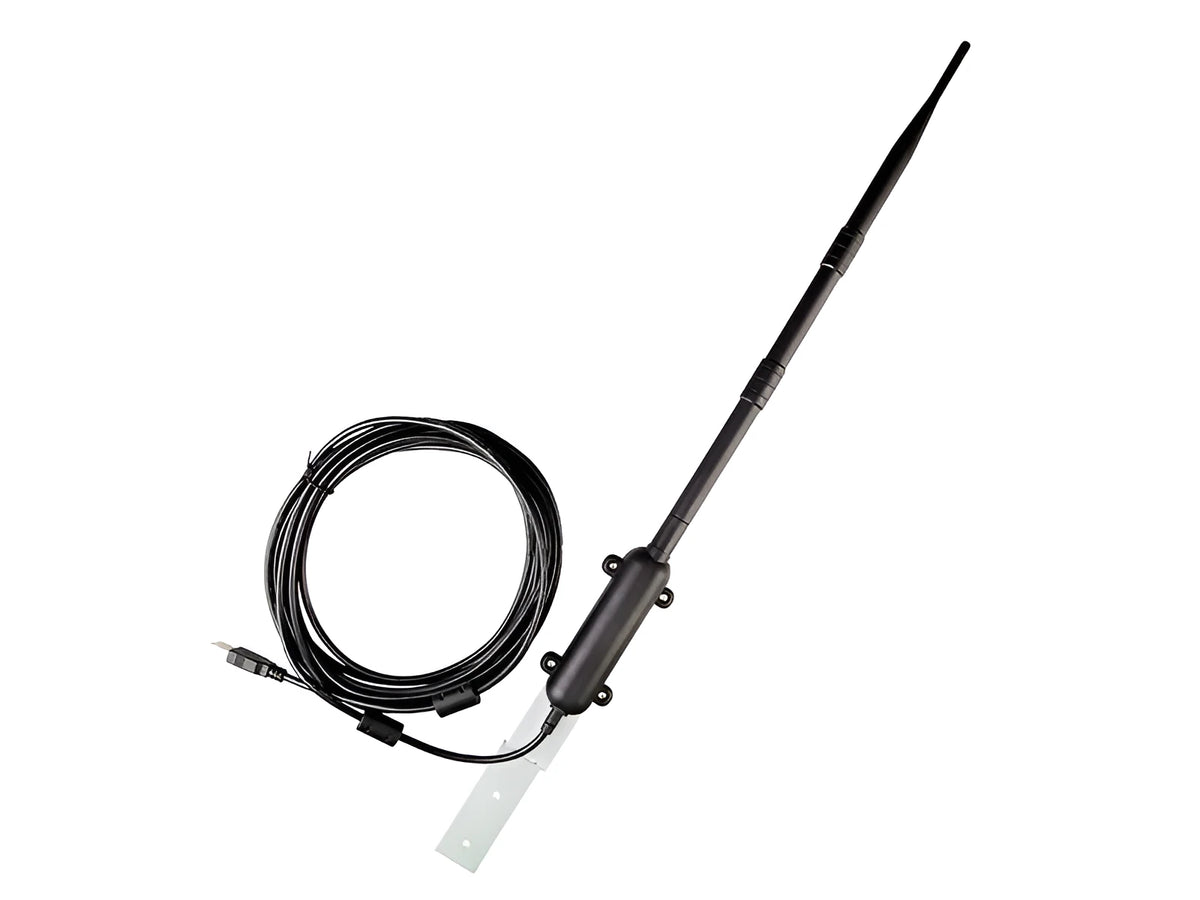 Black industrial outdoor USB network card with 15DBI omnidirectional antenna, 3000m coverage, 410g