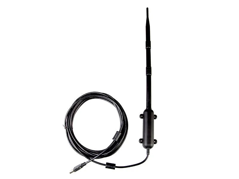 Black industrial outdoor USB network card with 15DBI omnidirectional antenna, 3000m coverage, 410g