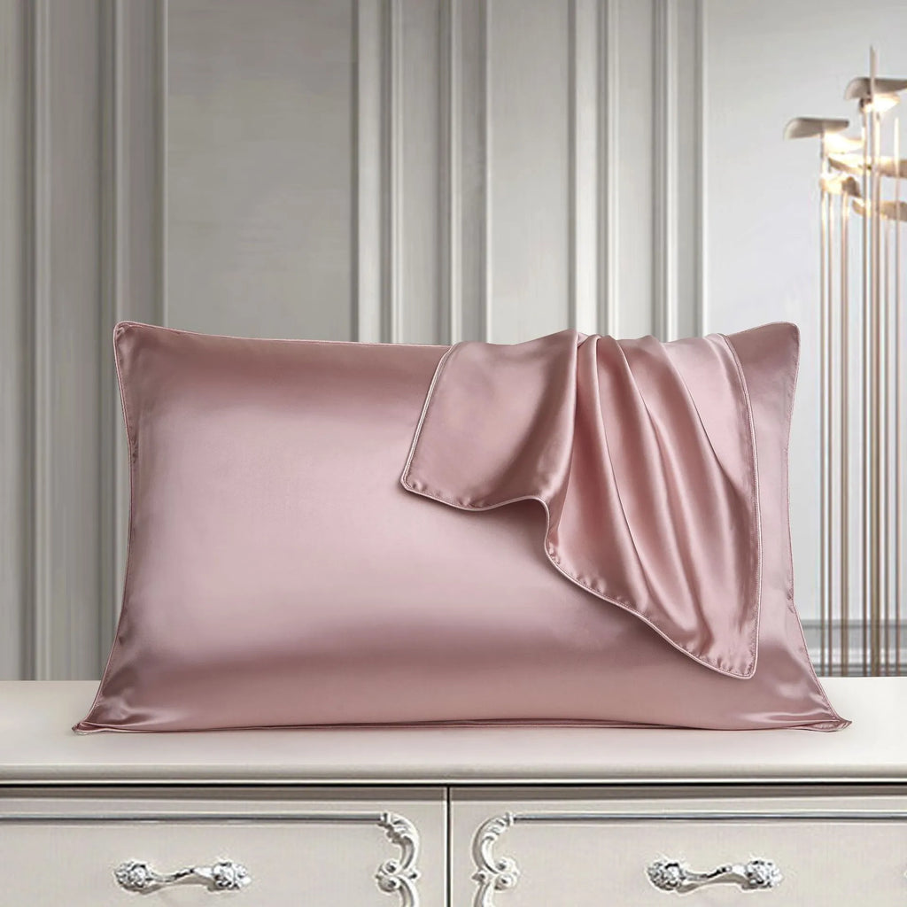 Single mulberry silk pillowcase in palace luxury style, colours include purple, blue, and gold.