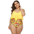 Yellow plus size bikini set with chest pad and no steel support, available in M, XL, 2XL and 3XL