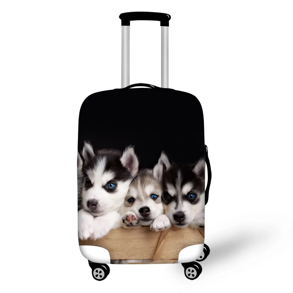 3D Animal Suitcase Cover in polyester with zipper opening and printed animal design on a suitcase