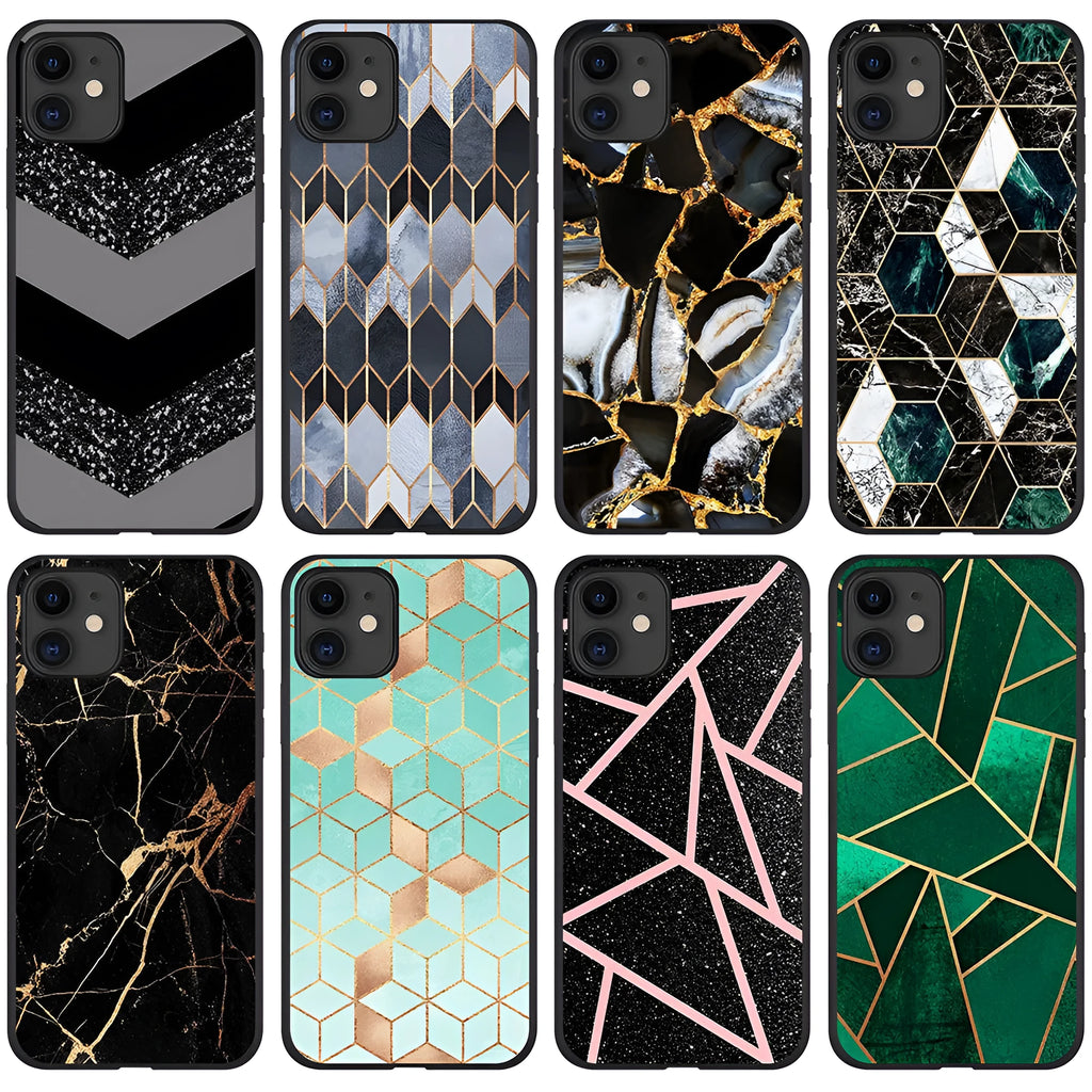 Marble pattern iPhone phone case with TPU and PC waterproof drop-resistant protection