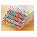 100 colour gel pen set with plastic barrels showing 0.5mm and 1mm tip sizes for writing