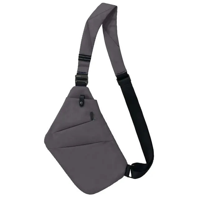 Canvas chest bag crossbody one shoulder 31x20x1cm 190g in smoke black and silver grey