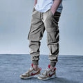 Men's loose sports trousers in plus velvet knitted polyester, army green, with double waist and tether closure.