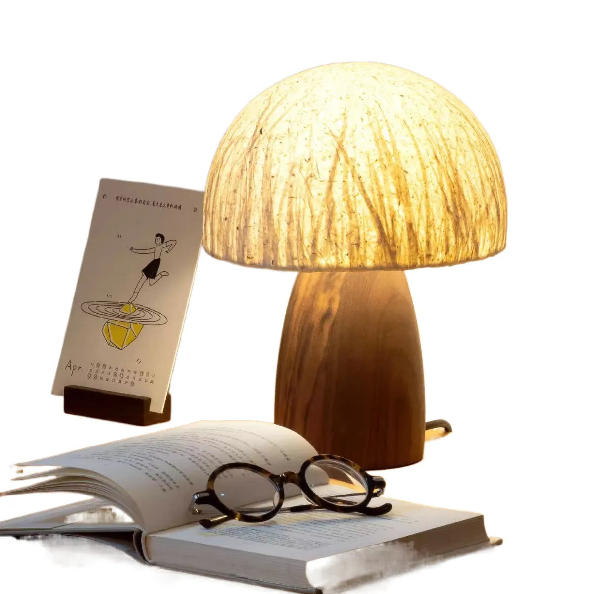Black Walnut mushroom lamp with handmade Japanese style atmosphere and 220V EU power supply