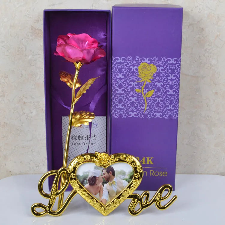 Preserved golden rose a natural long-lasting rose gift for Valentine's Day in gold colour