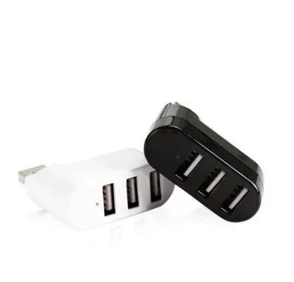 Black and white USB 2.0 hub with spin design showing multiple USB ports